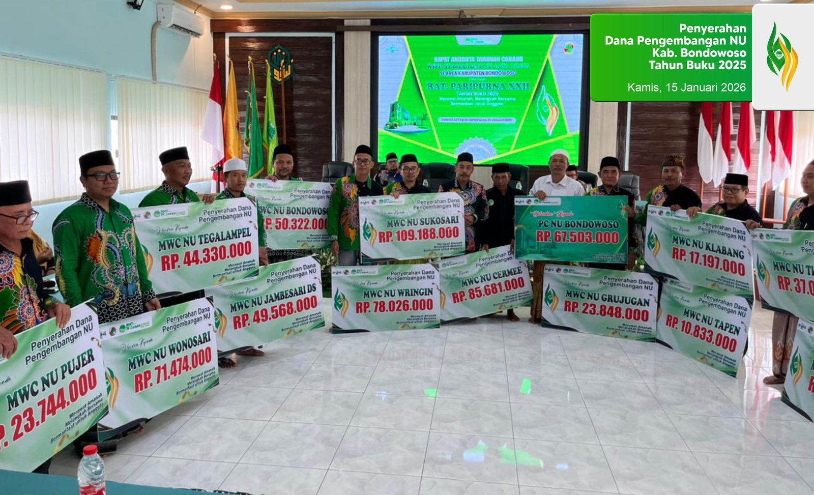 Penyerahan Dana Pengembangan NU Kab. Bondowoso